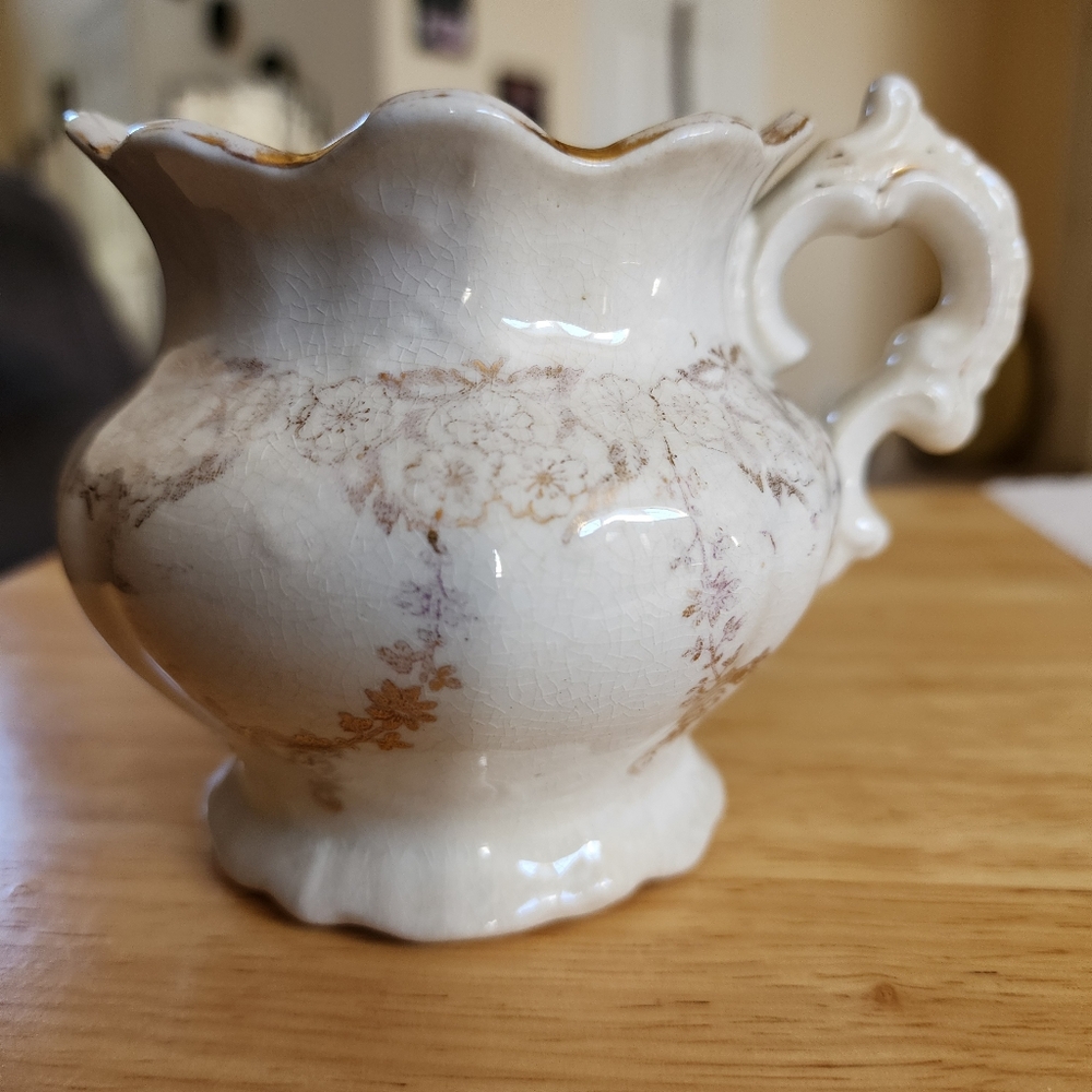 Homer Laughlin Cream Floral Pitcher
